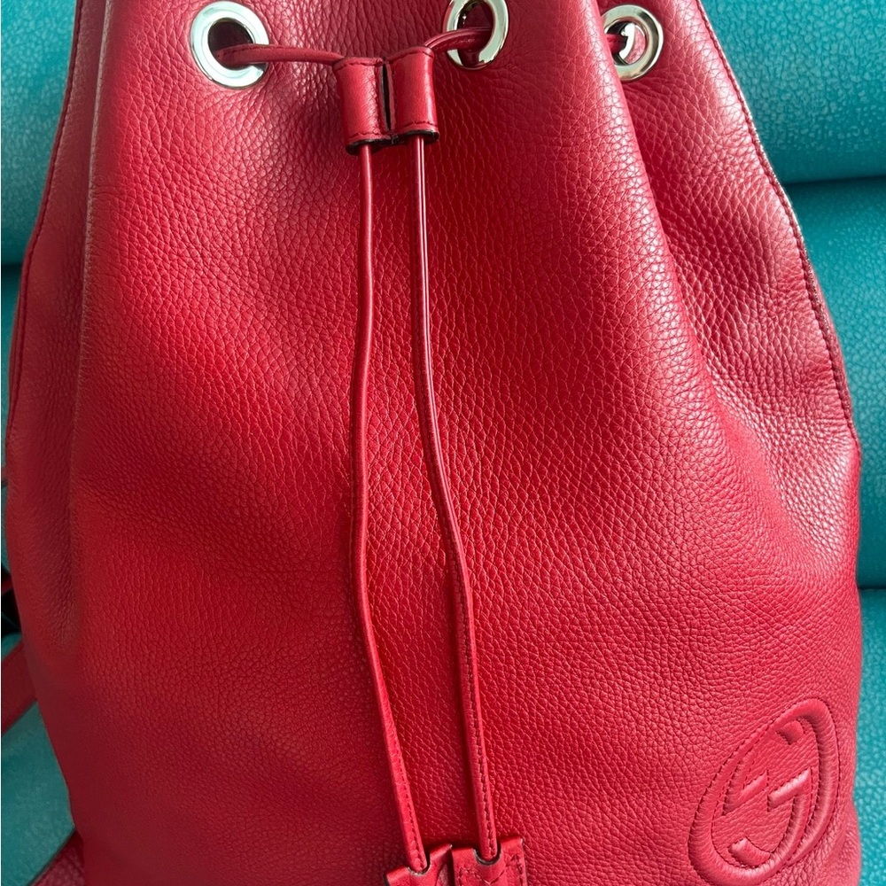 Gucci Leather Drawstring Bag - Picture 6 of 11